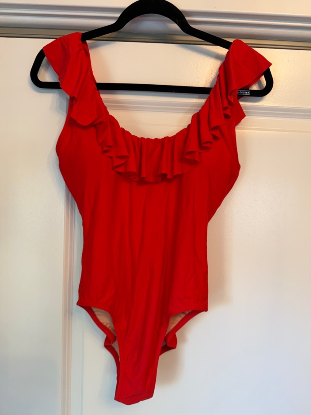 J.Crew Red Ruffle One-Piece Swimsuit